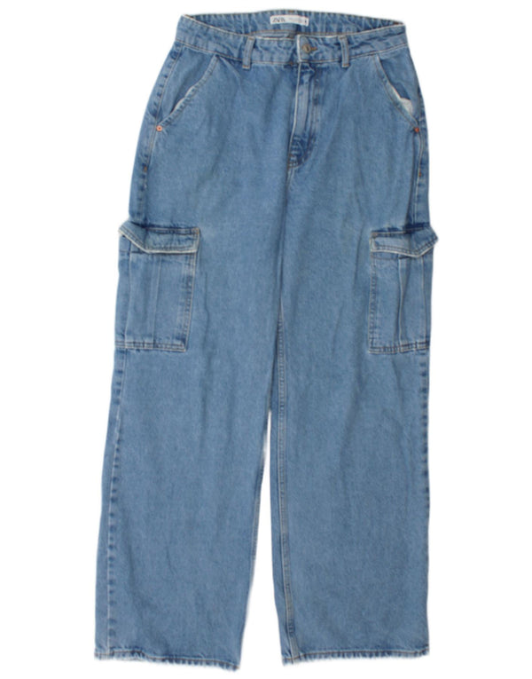 Zara Jeans Cargo Sueltos Mujer EU 40 Medium W30 L30 Algodón Azul