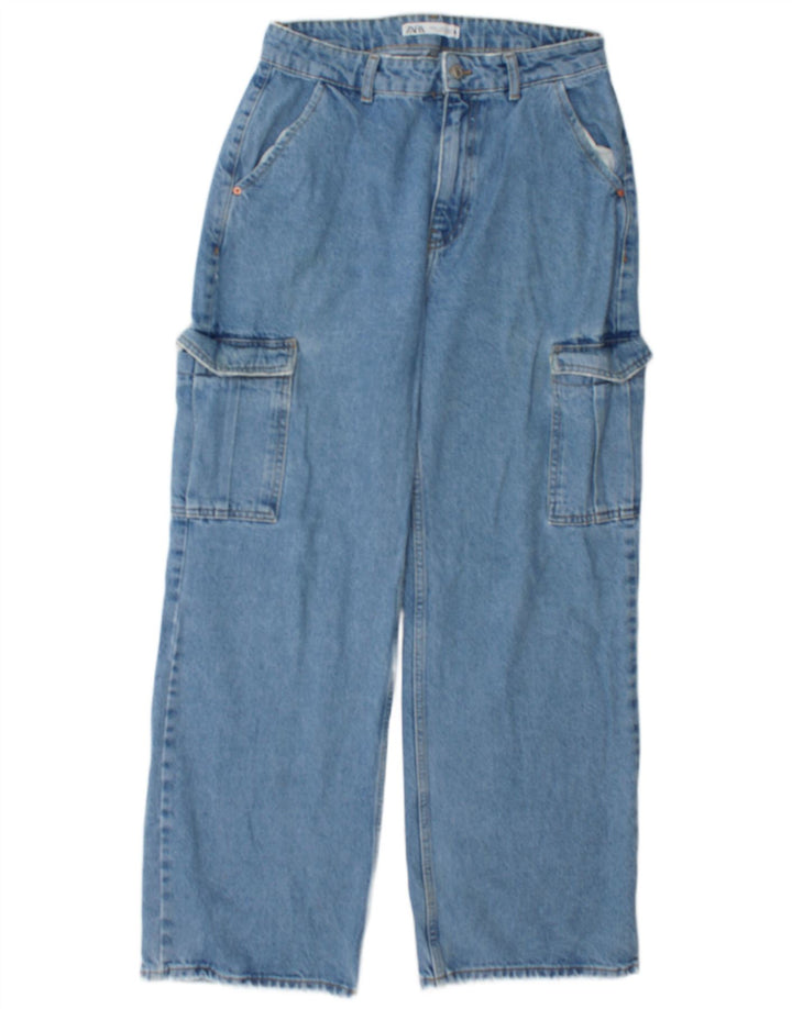 Zara Jeans Cargo Sueltos Mujer EU 40 Medium W30 L30 Algodón Azul