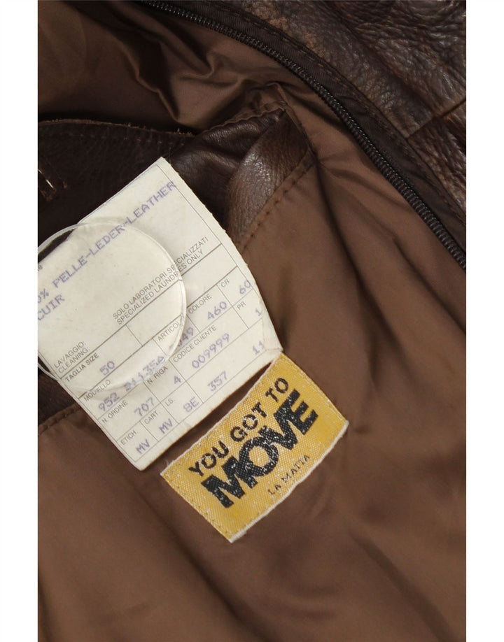 La Matta Chaqueta Bomber De Cuero Para Hombre IT 50 Grande Cuero Marrón
