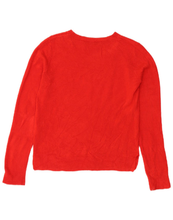 Marks & Spencer Suéter con Cuello Barco para Mujer UK 10 Pequeño Acrílico Rojo