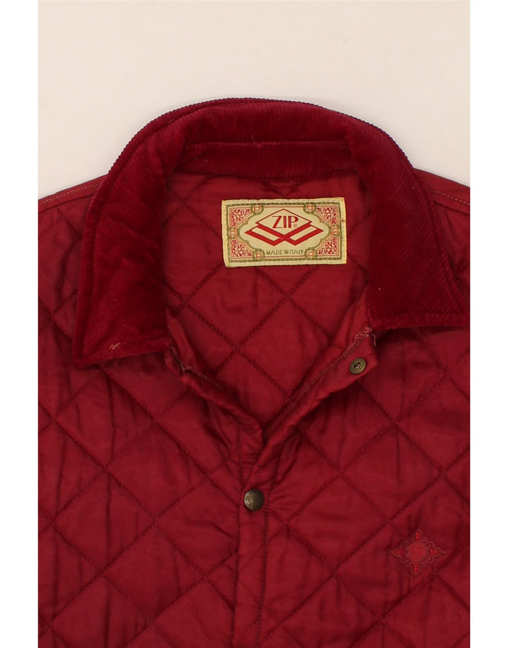 ZIP Mens Quilted Jacket UK 40 Large Burgundy Vintage Zip and Second-Hand Zip from Messina Hembry 