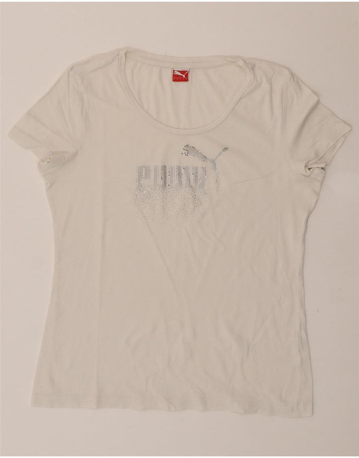 PUMA Womens Graphic T-Shirt Top UK 14 Large White Vintage Puma and Second-Hand Puma from Messina Hembry 