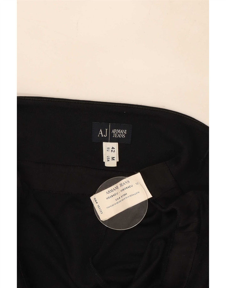 Armani Jeans Top tipo túnica asimétrico sin mangas para mujer UK 40 Seda negra mediana
