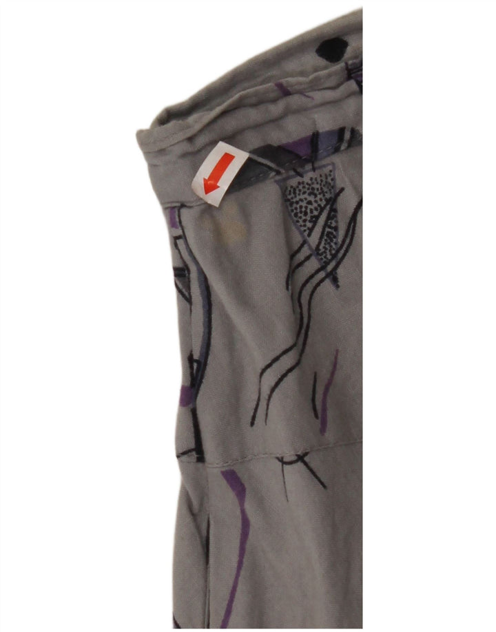 VINTAGE Mujer cintura alta A-Line Falda W32 Grande Gris Geométrico