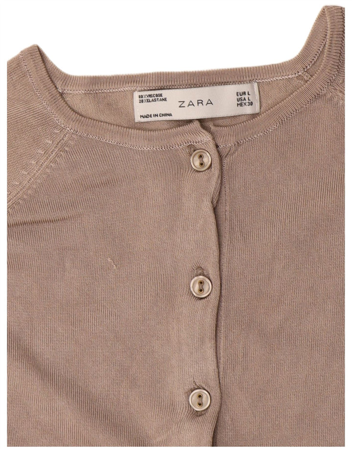 Zara Mujer Cárdigan Suéter UK 44 Grande Viscosa Gris