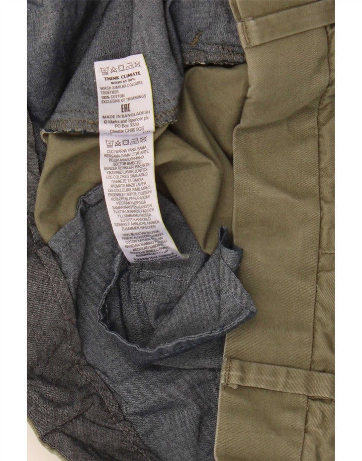 Marks & Spencer Pantalones cortos chinos para hombre W38 XL Algodón verde