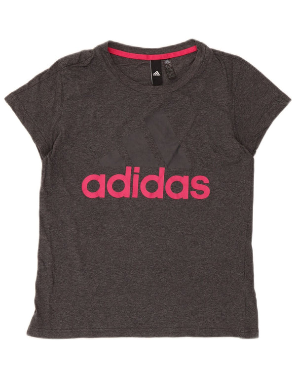 Adidas Camiseta gráfica para mujer Top UK 12/14 Algodón gris medio