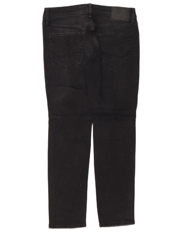 Jack & Jones Hombre GLENN Vaqueros ajustados desgastados W32 L30 Algodón negro
