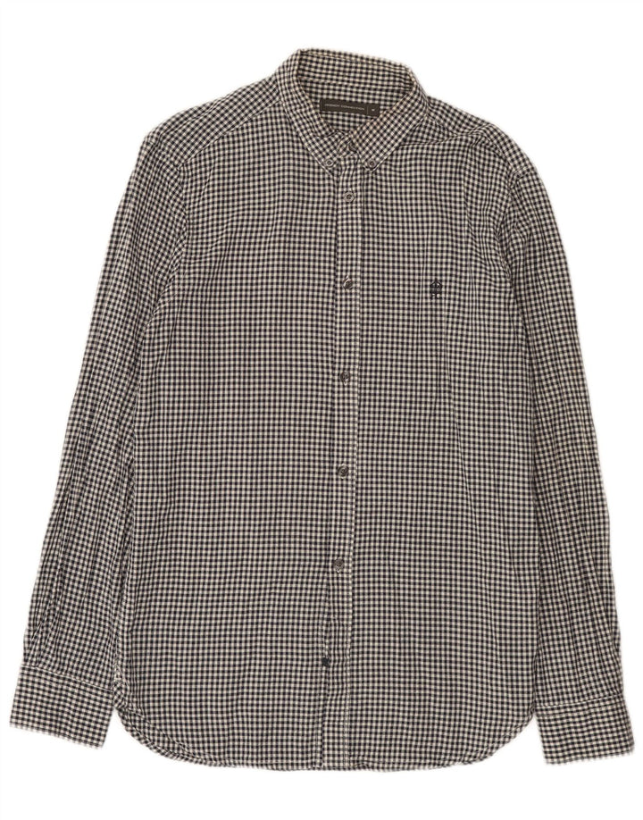 Camisa de hombre French Connection de algodón a cuadros en color negro mediano