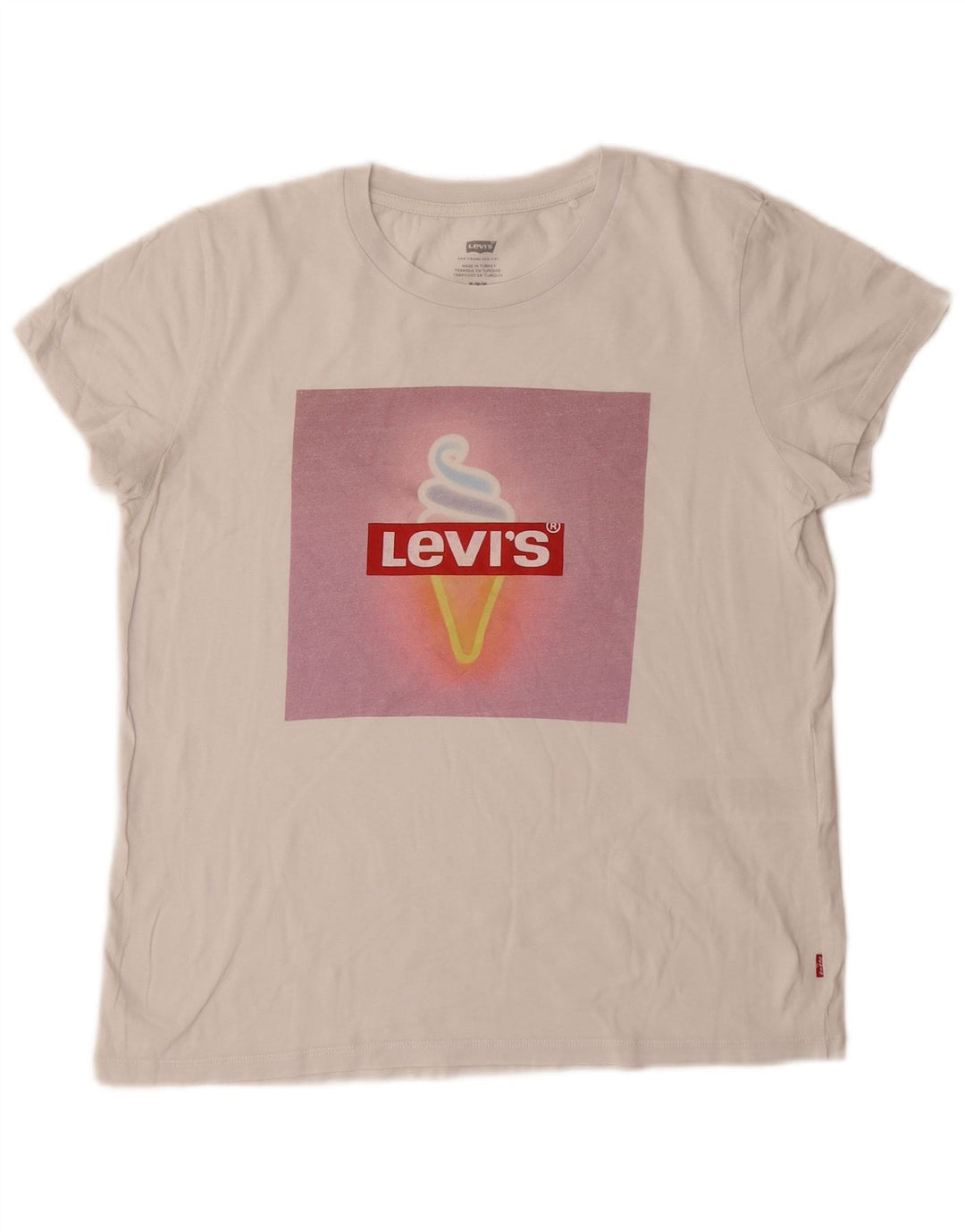 LEVI'S Camiseta gráfica para mujer Top UK 12 Medium White Cotton