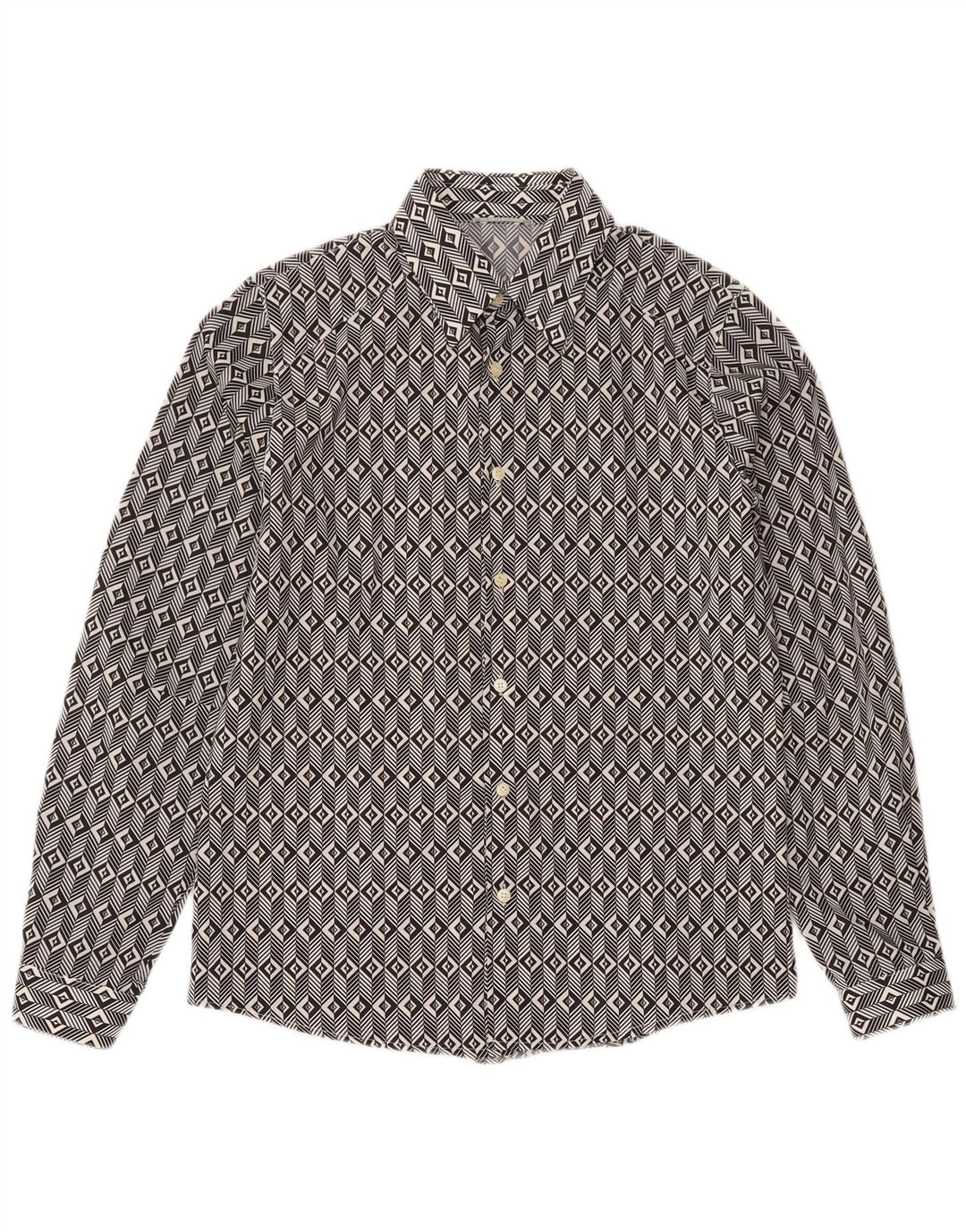 ALTATENSIONE Camisa Hombre Mediana Negra Geométrica
