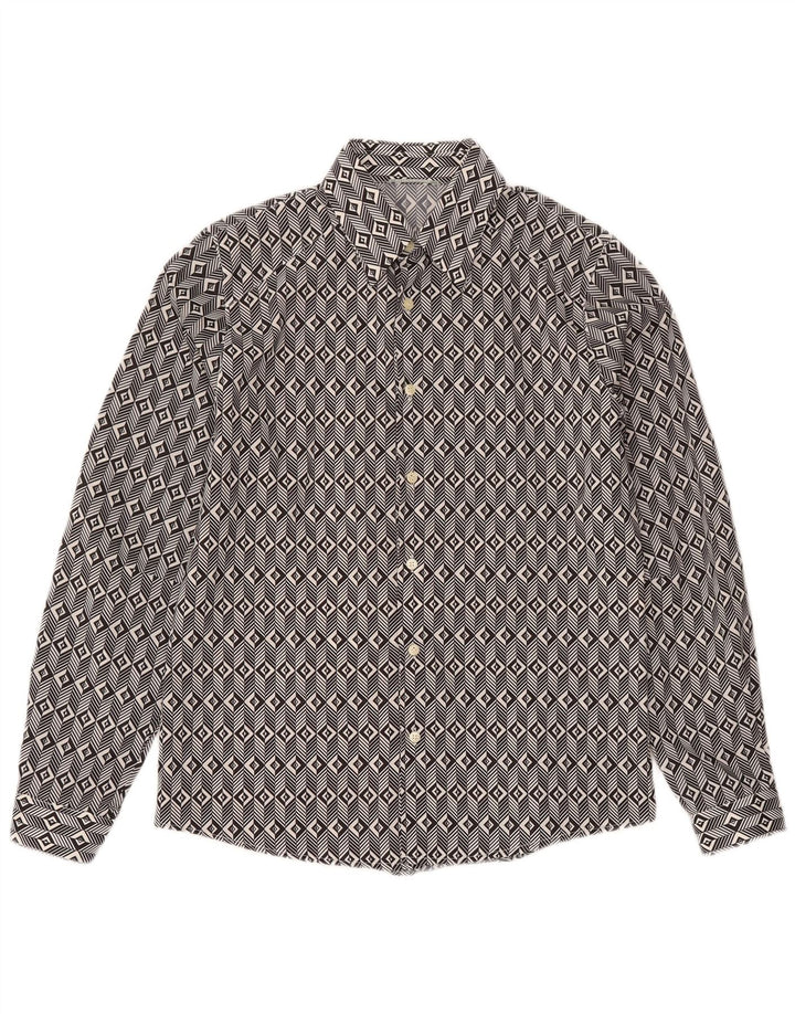 ALTATENSIONE Camisa Hombre Mediana Negra Geométrica