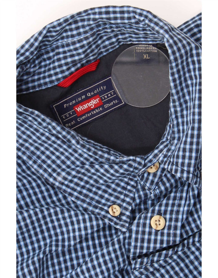 Camisa Wrangler Hombre XL Algodón Vichy Azul