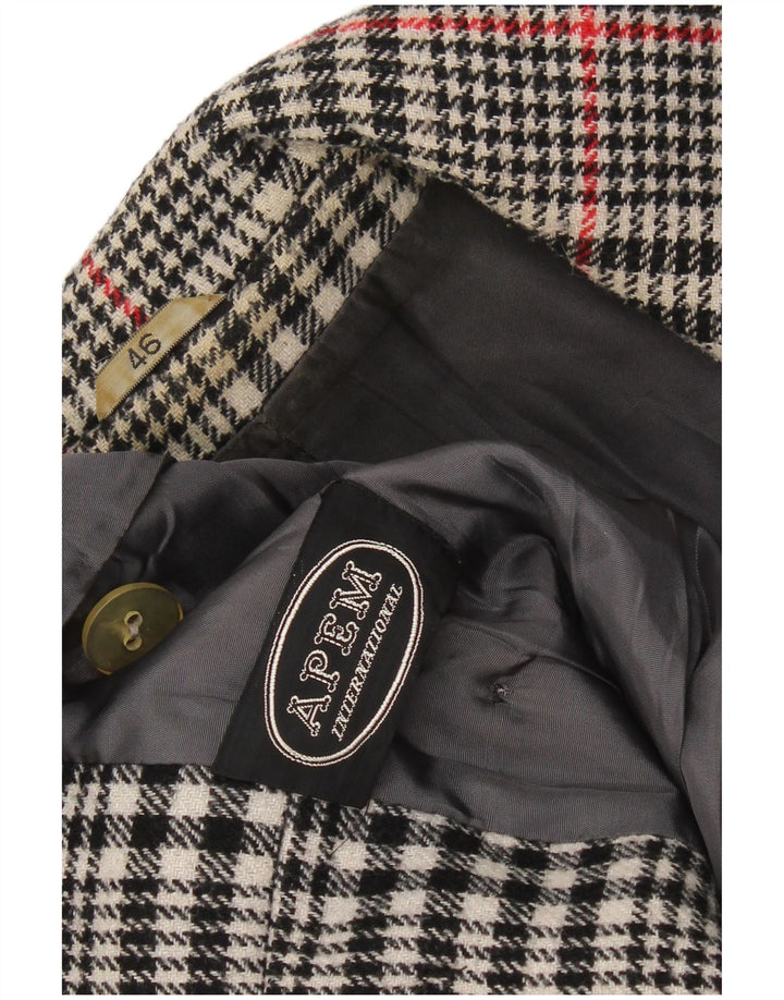 Vintage mujer doble pecho gabardina IT 46 gran cheque gris