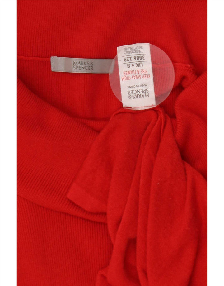 Marks & Spencer Top tipo túnica de manga larga con cuello vuelto para mujer UK 8 Small Rojo