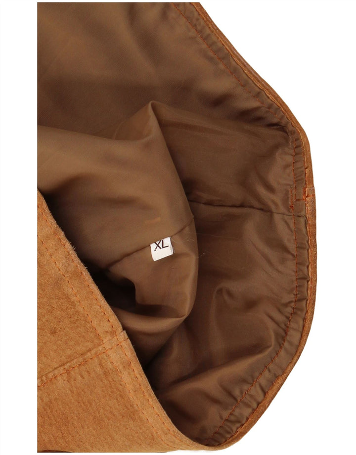 VINTAGE Chaleco de ante para mujer Reino Unido 18 XL Marrón