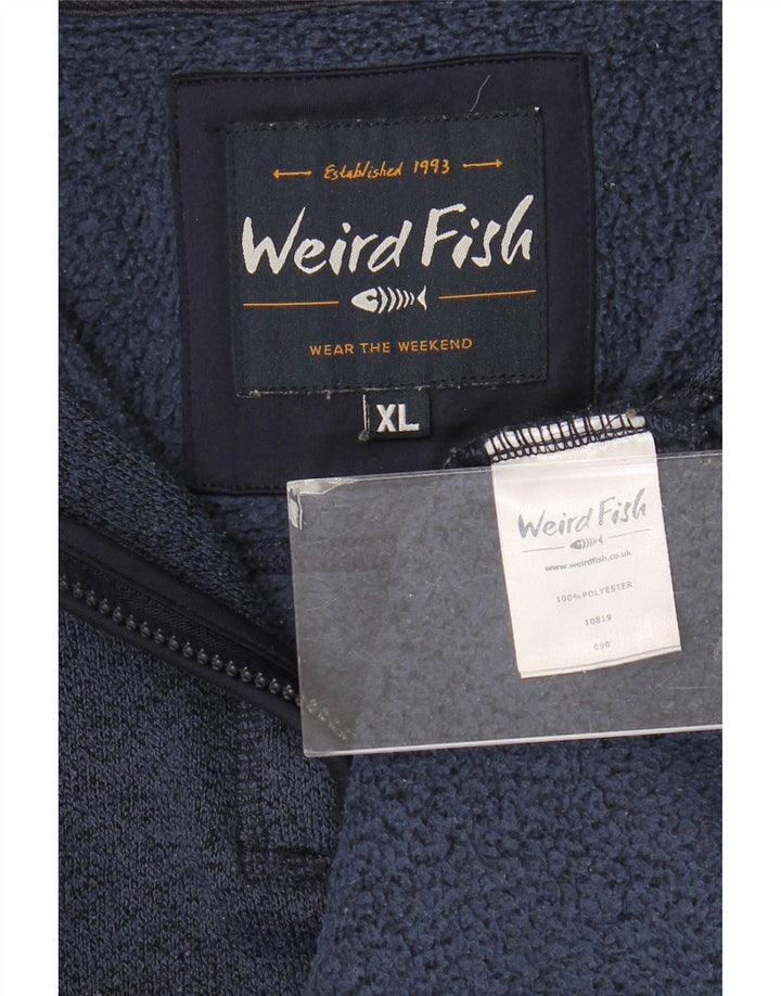 Weird Fish Sudadera con cuello y cremallera para hombre Jersey XL Azul marino Poliéster moteado