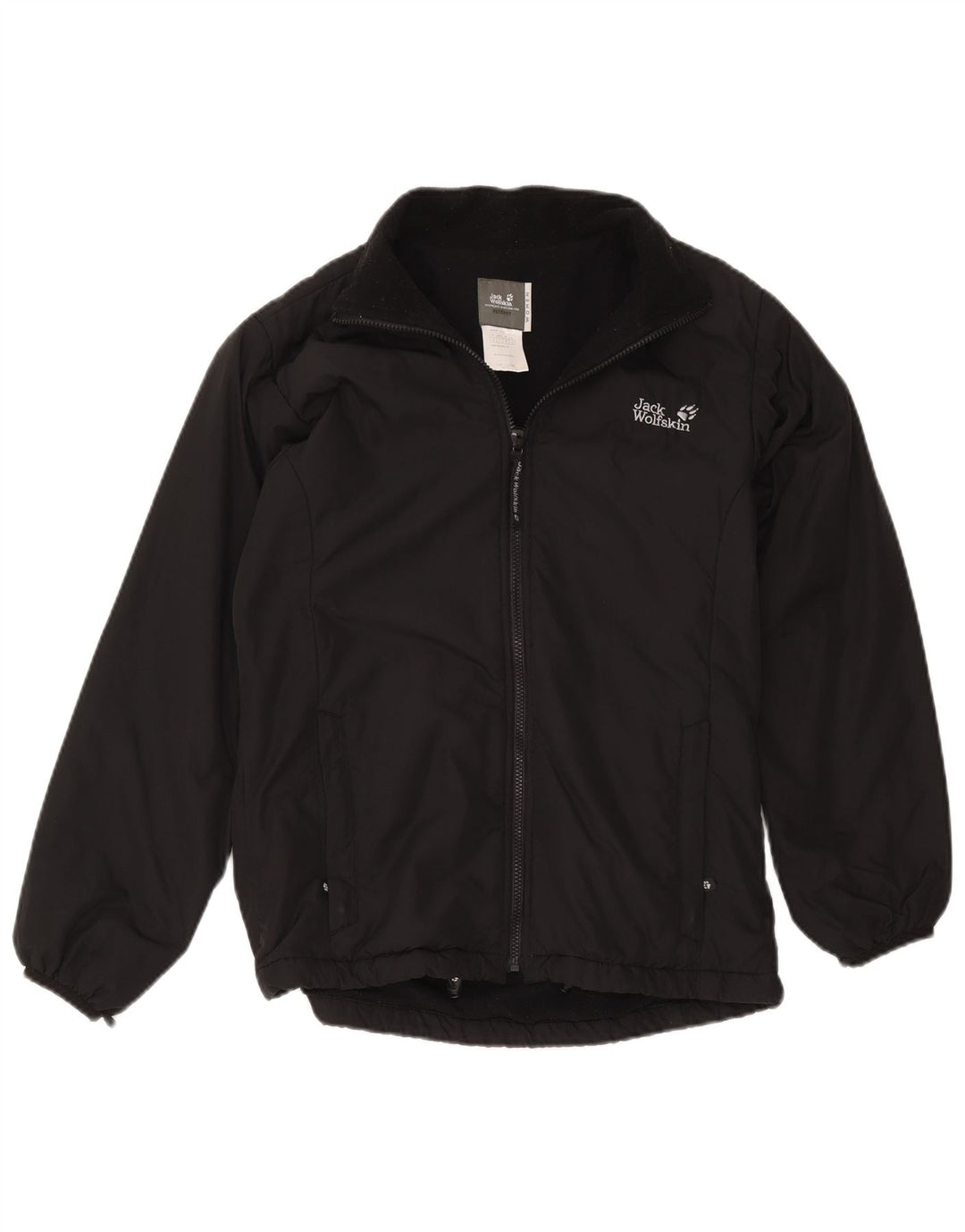 Jack Wolfskin Chaqueta cortavientos con forro para mujer UK 12 Mediano Negro Poliéster