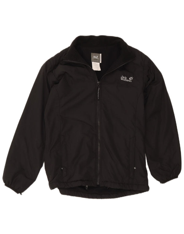 Jack Wolfskin Chaqueta cortavientos con forro para mujer UK 12 Mediano Negro Poliéster