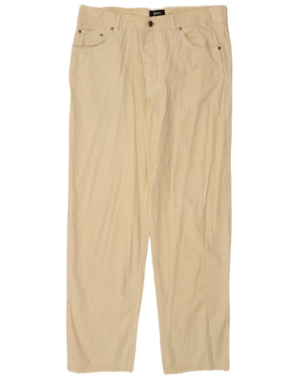 HUGO BOSS Pantalones casuales rectos Arkansas para hombre W36 L34 Algodón blanco roto