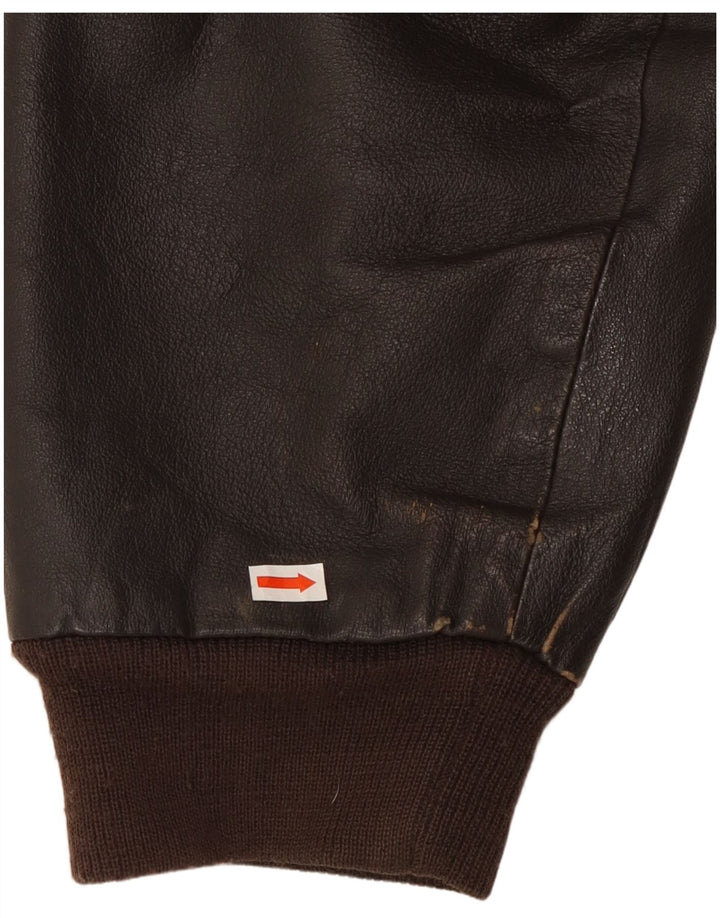 VINTAGE Chaqueta de cuero holgada para hombre Reino Unido 36 Cuero marrón pequeño