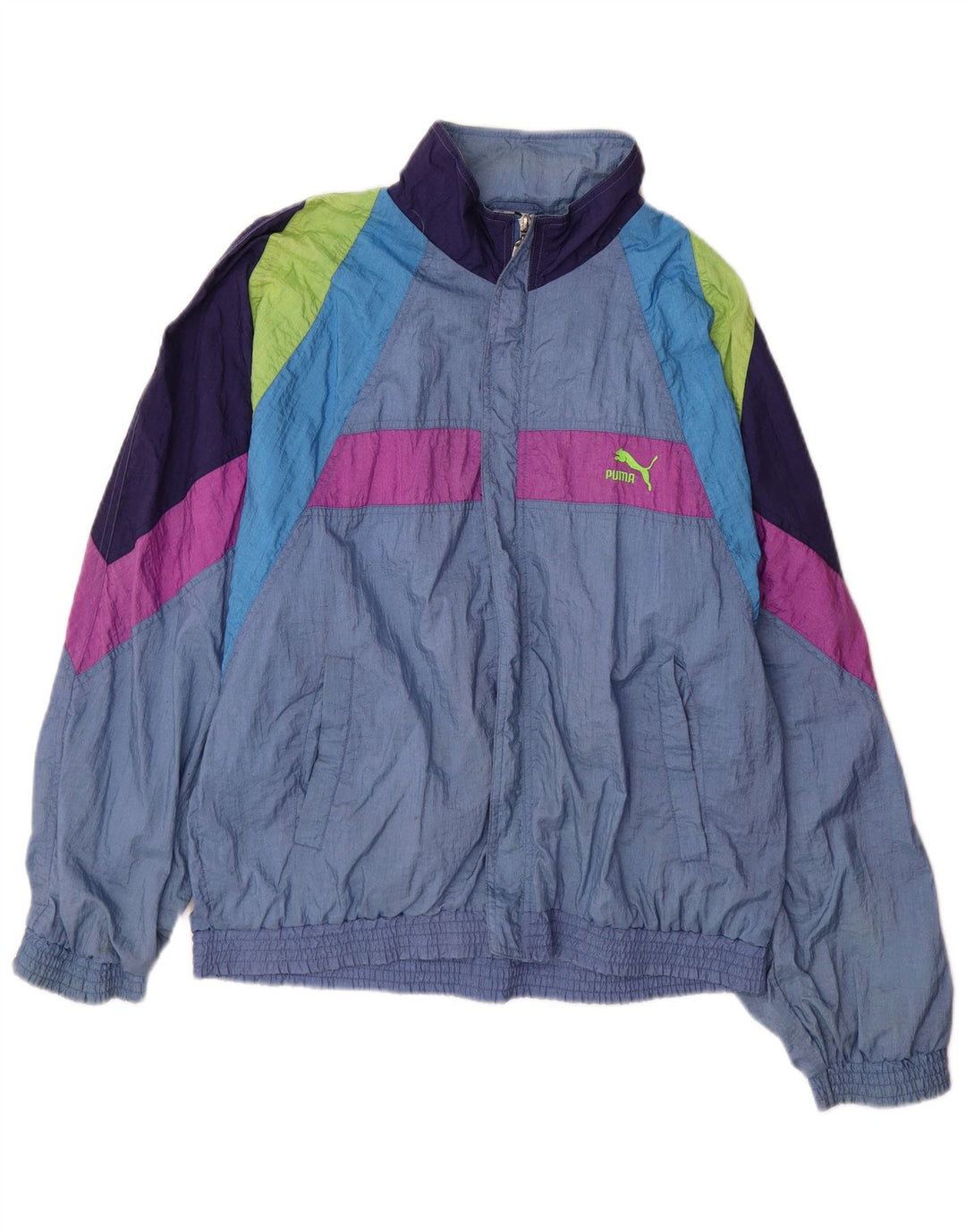 PUMA Chaqueta de chándal para hombre, color azul medio, poliamida con bloques de color