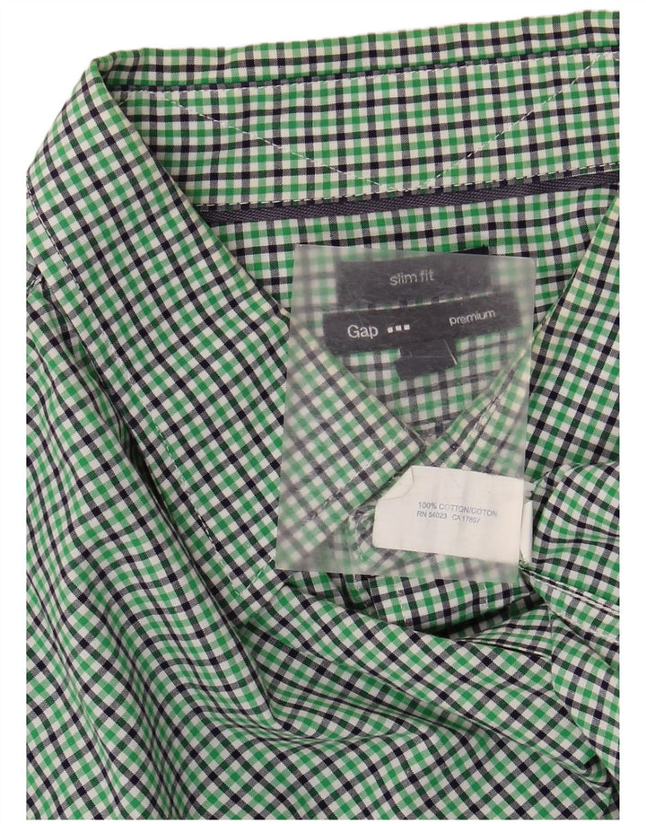Camisa Gap Slim Fit XL De Algodón A Cuadros Verdes