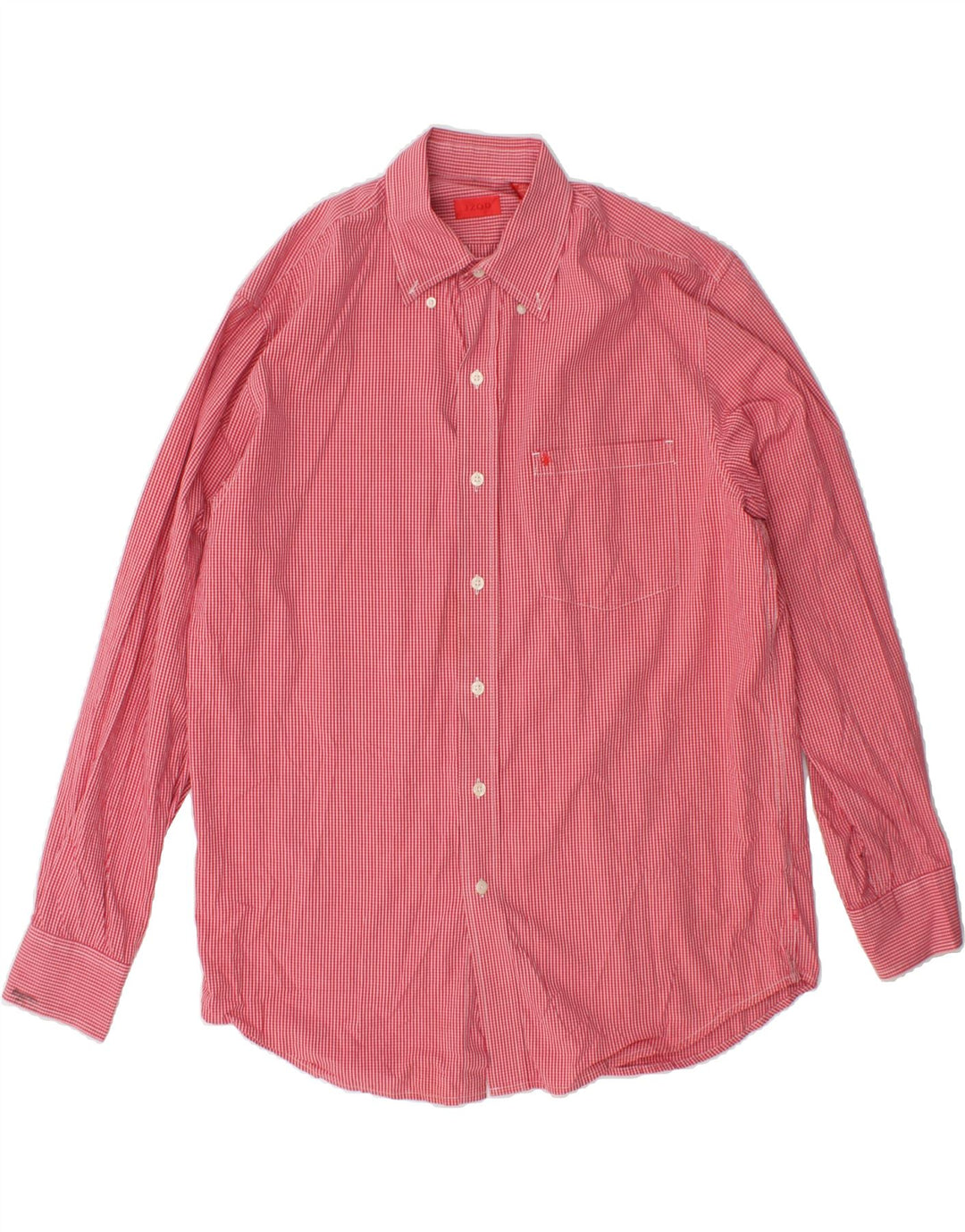 IZOD Mens Shirt Medium Red Check Cotton Vintage Izod and Second-Hand Izod from Messina Hembry 
