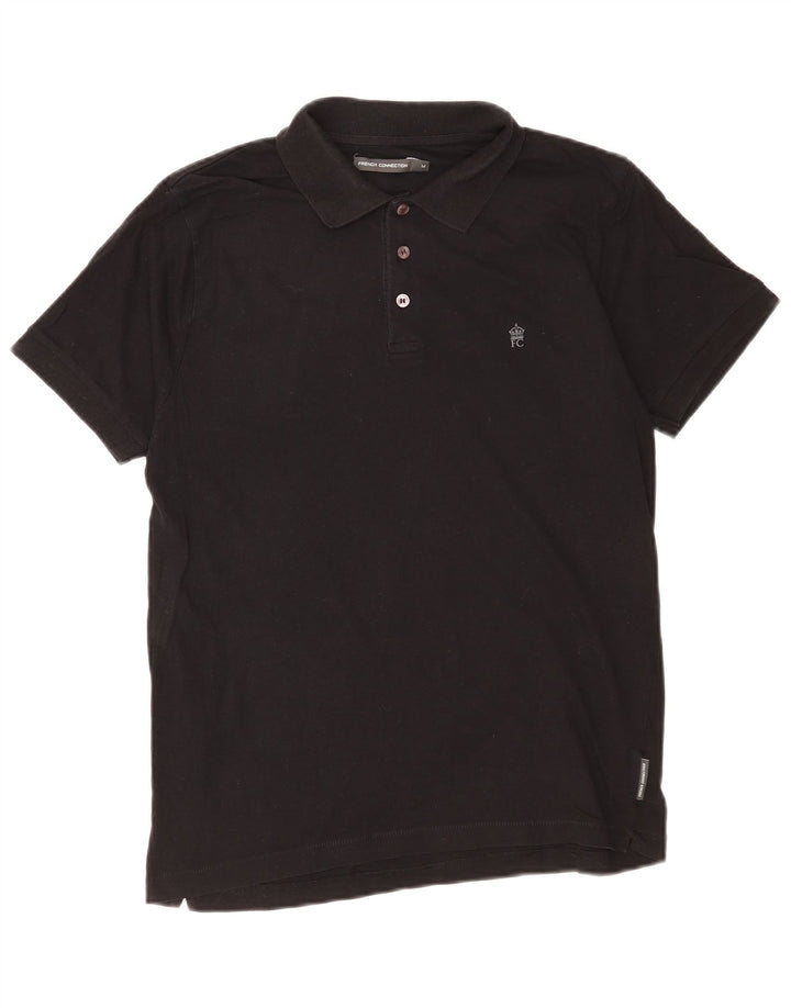 French Connection Polo para hombre de algodón negro mediano