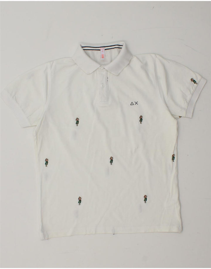 SUN68 Polo para hombre pequeño de algodón con lunares blancos