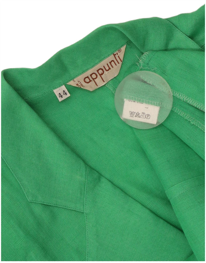 Vintage mujer manga corta 1 botón Blazer chaqueta IT 44 lino verde medio
