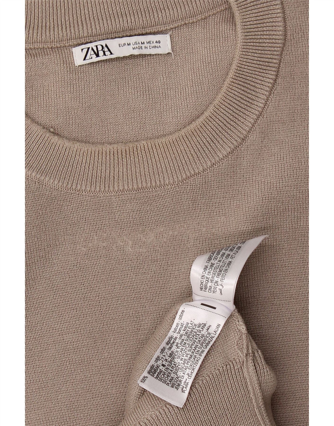 ZARA Jersey de cuello redondo para mujer UK 44 Algodón gris medio