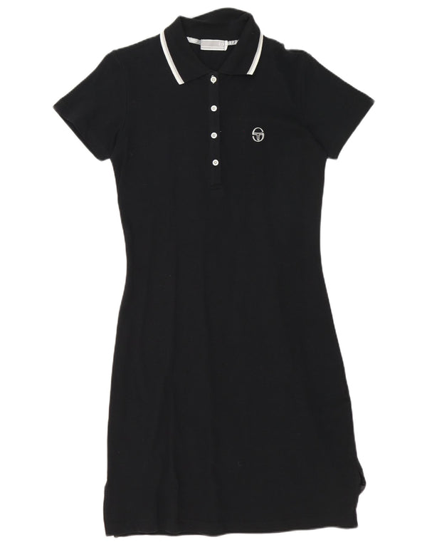 Sergio Tacchini Vestido polo para mujer UK 44 Grande Algodón negro