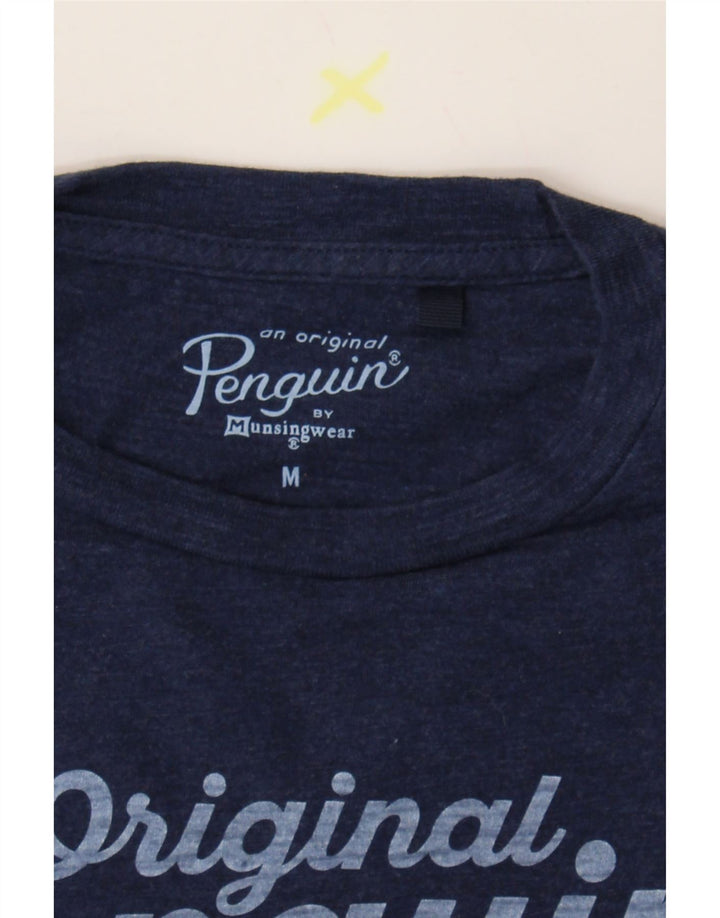 PENGUIN Mens Graphic T-Shirt Top Medium Navy Blue Cotton Vintage Penguin and Second-Hand Penguin from Messina Hembry 