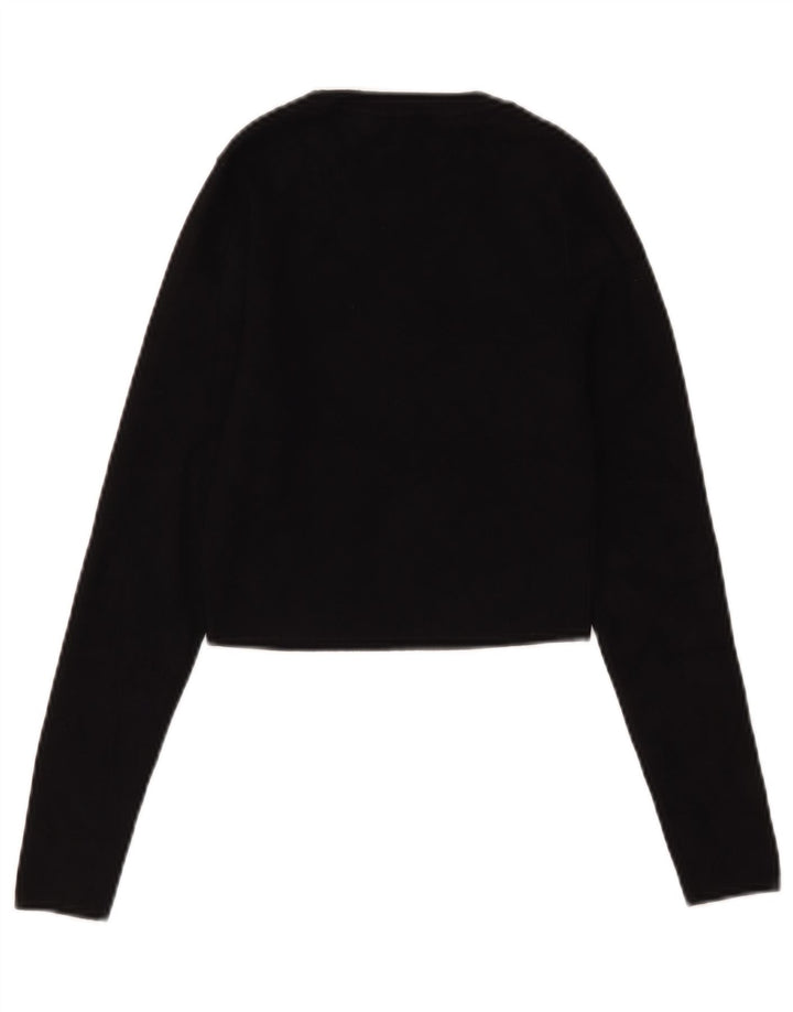 Zara Mujer Crop Top Manga Larga UK 42 Medium Negro