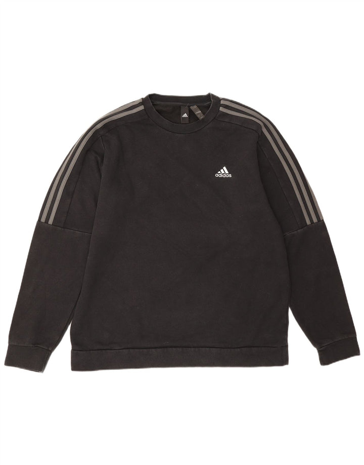 Adidas Hombre Sudadera Jumper Grande Negro Algodón