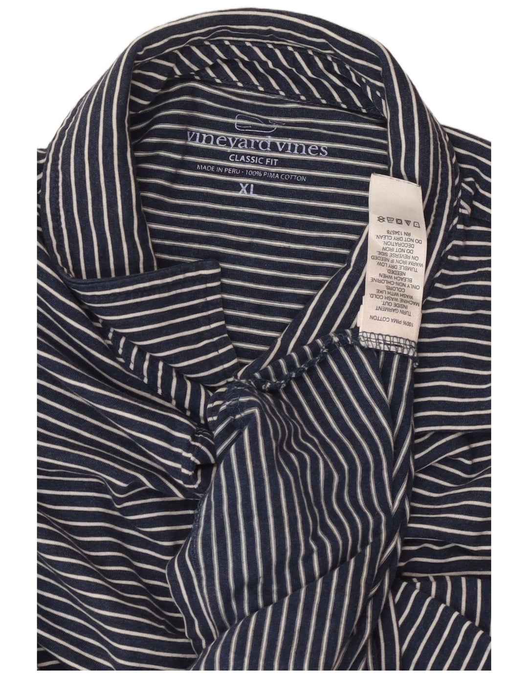 VINEYARD VINES Polo de corte clásico para hombre XL Algodón a rayas azul marino