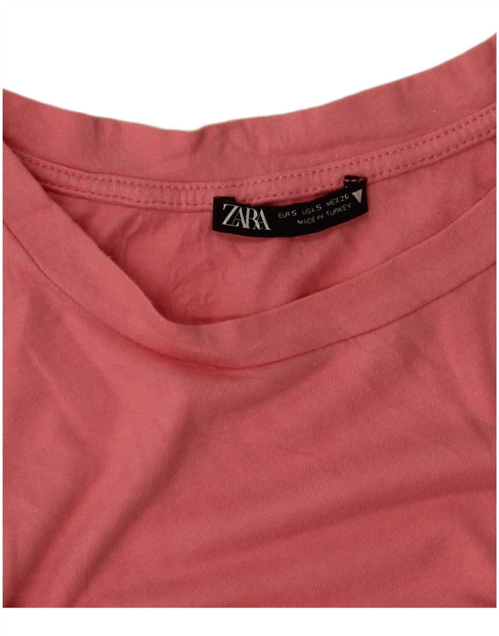 Zara Mujer Crop Camiseta Extragrande Top UK 10 Small Pink