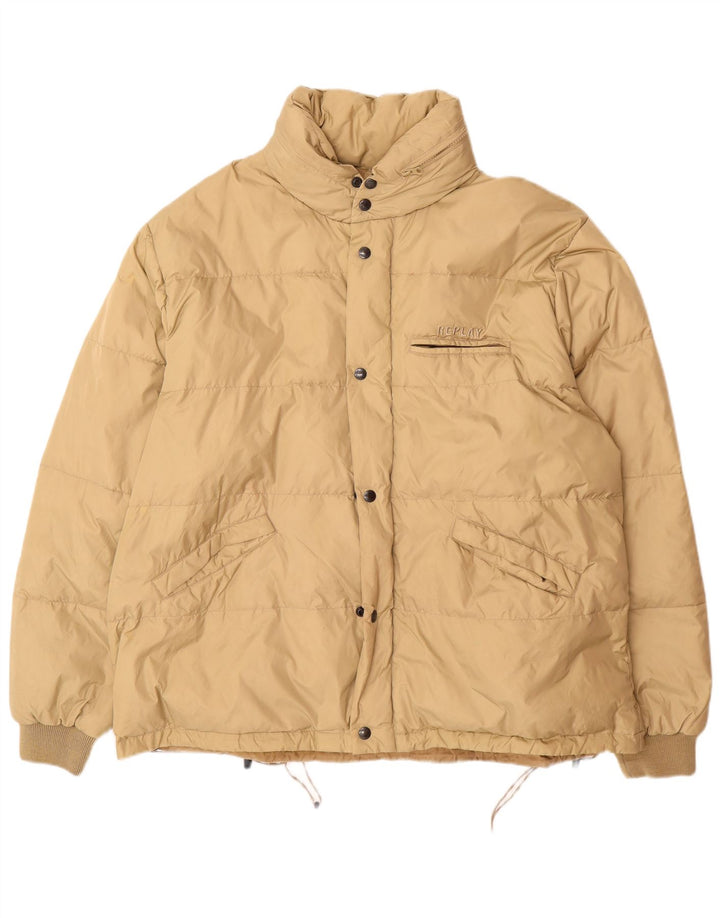 REPLAY Mens Padded Jacket UK 42 XL Beige Polyamide