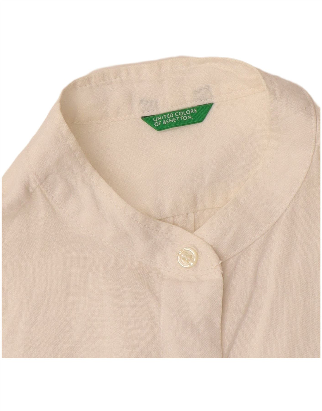 BENETTON Camisa tipo jersey larga para mujer UK 44 Medium Off White