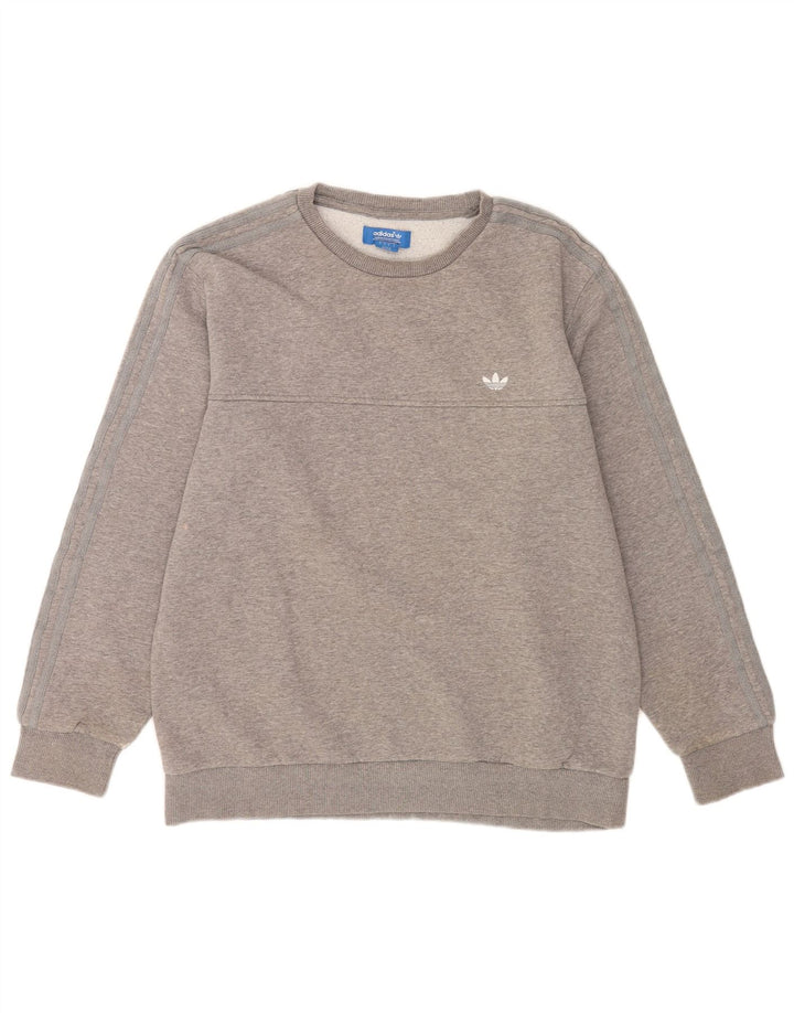Adidas Hombre Sudadera Jumper Grande Gris Moteado Algodón