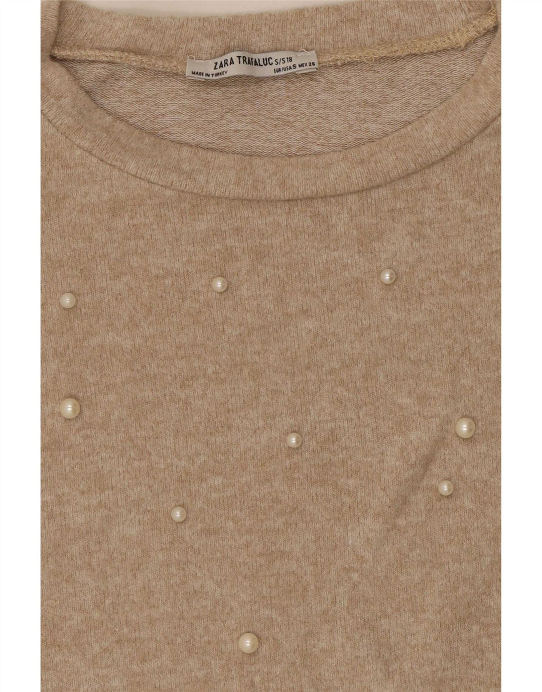 Zara Mujer Trafaluc Blusa Extragrande Reino Unido 10 Pequeño Beige Manchado