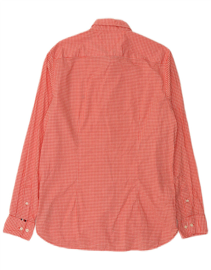 Tommy Hilfiger Camisa Slim Fit para Hombre Algodón a Cuadros Rojo Grande