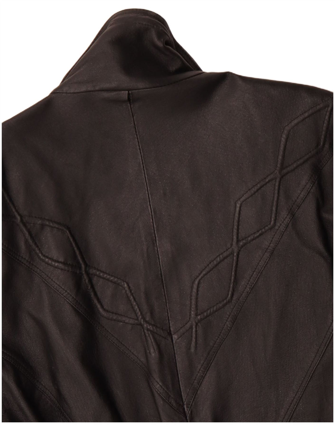 VINTAGE Abrigo de cuero para mujer Reino Unido 10 Pequeño cuero negro