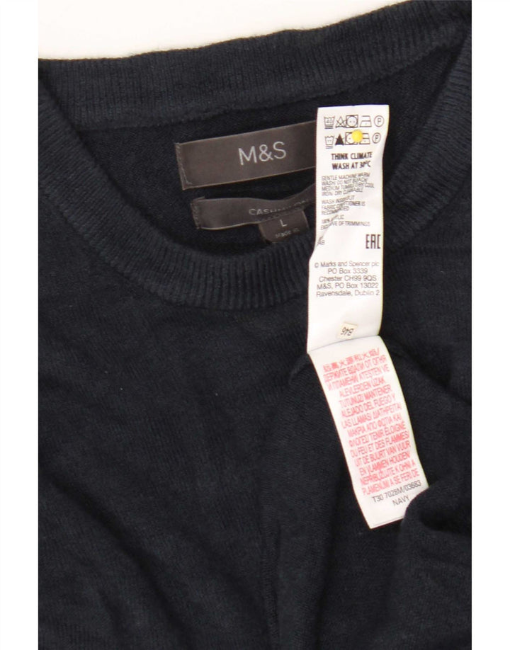 Marks & Spencer - Jersey de cuello redondo para hombre, talla grande, acrílico azul marino