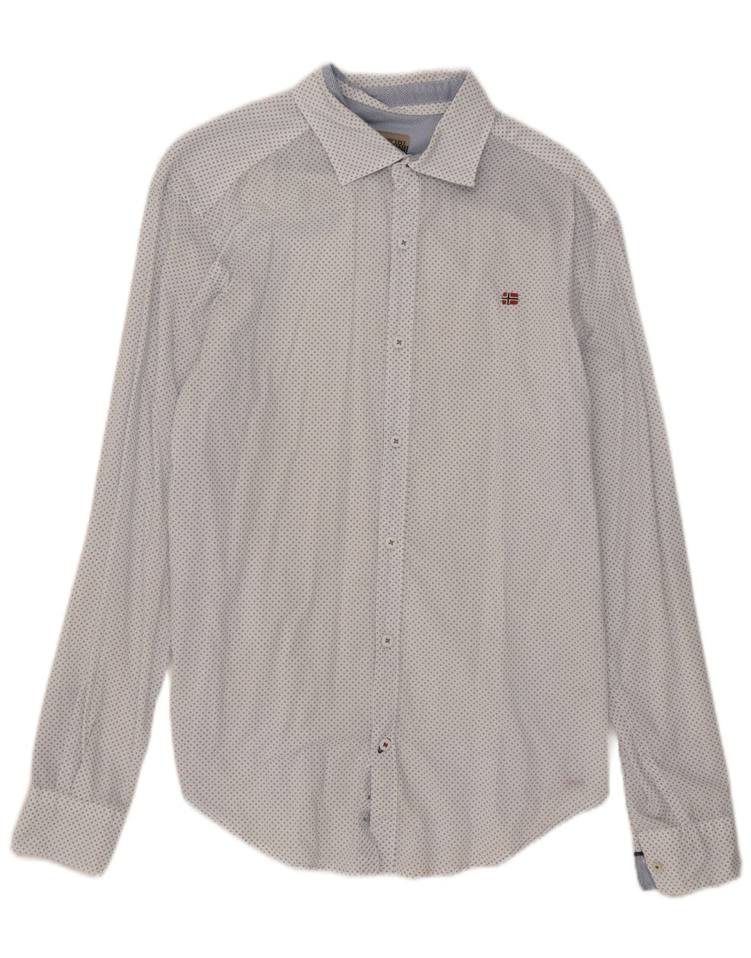 Napapijri Hombre Camisa Slim Fit Medium White Spotted