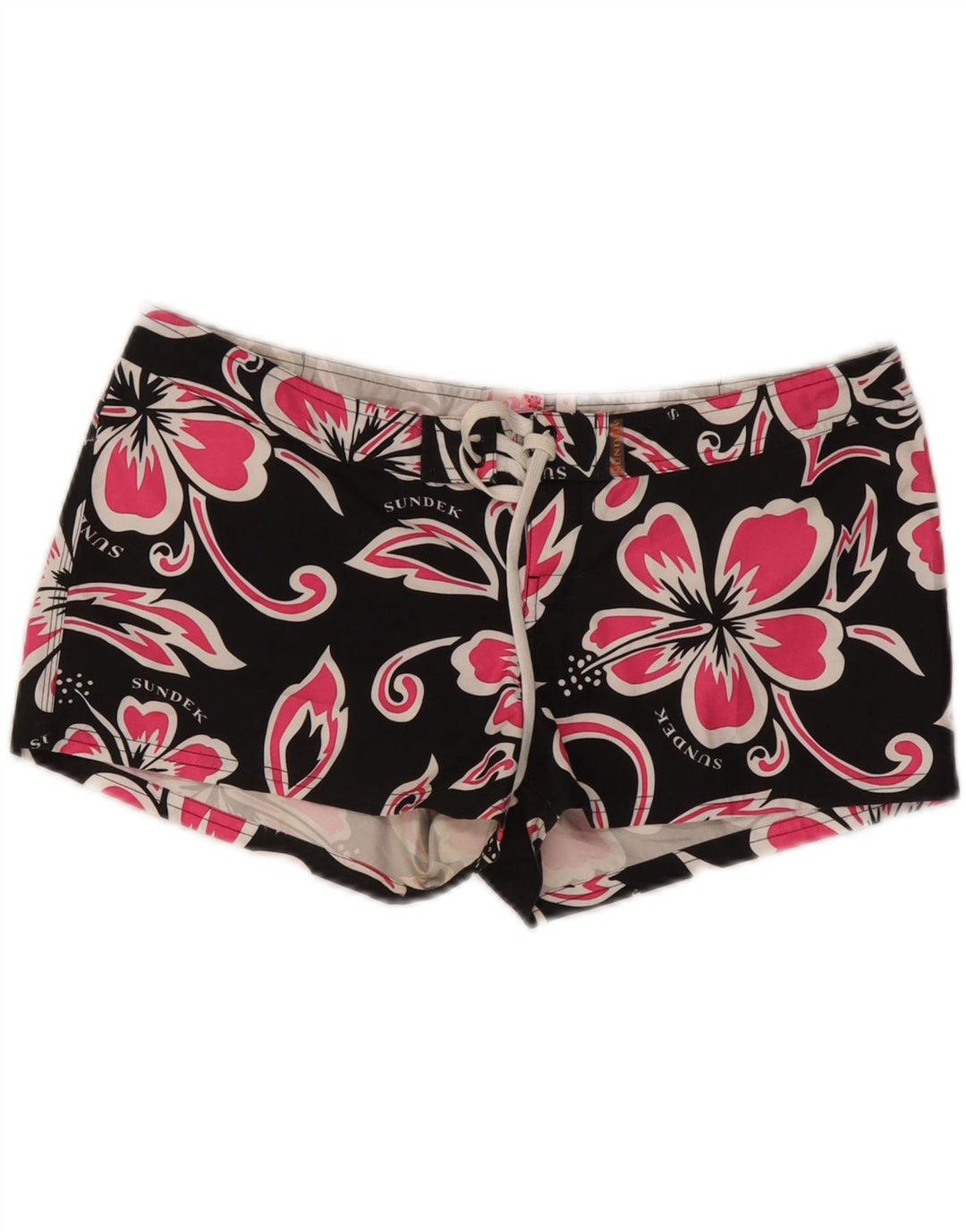 SUNDEK Pantalones cortos de natación para mujer US 6 mediano negro floral poliéster