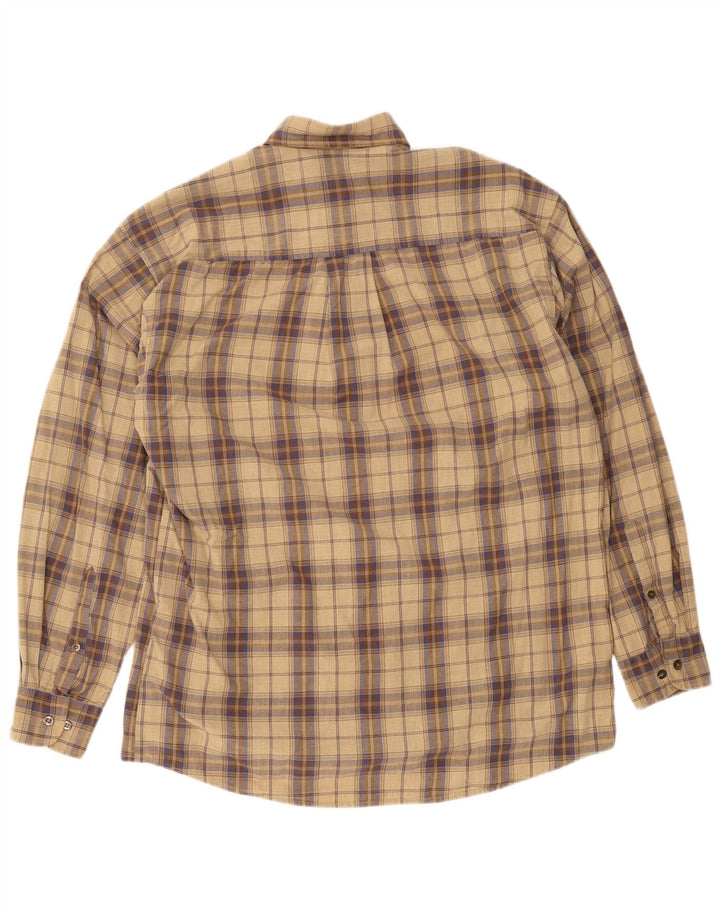 Camisa De Franela Camel Hombre Cuadros Beige Medio