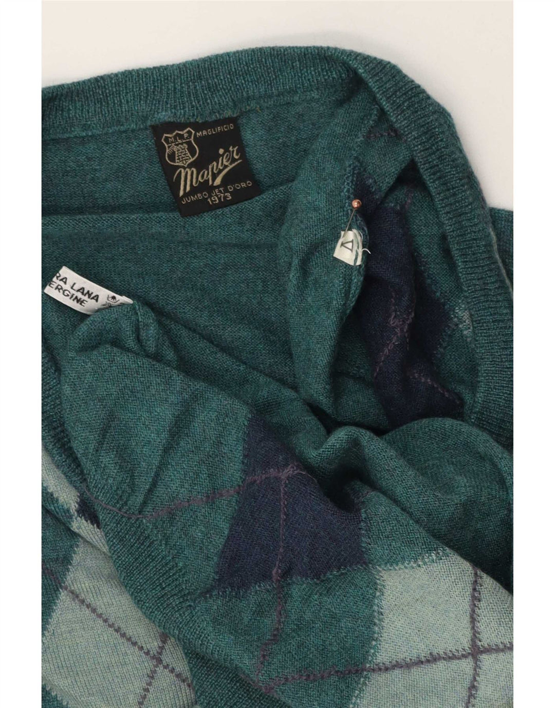 Mapier Jersey Con Cuello De Pico Para Hombre Verde Medio Argyle/Lana Diamante