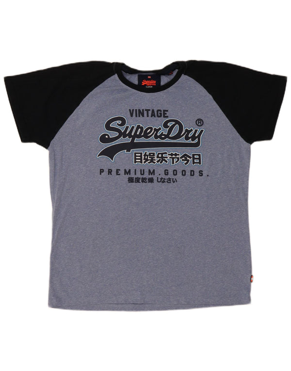 Superdry Camiseta gráfica para hombre Top 2XL Algodón color block azul